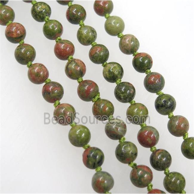 round Unakite beads knot Necklace Chain