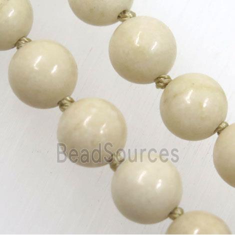 white Chinese River Jasper beads knot Necklace Chain, round