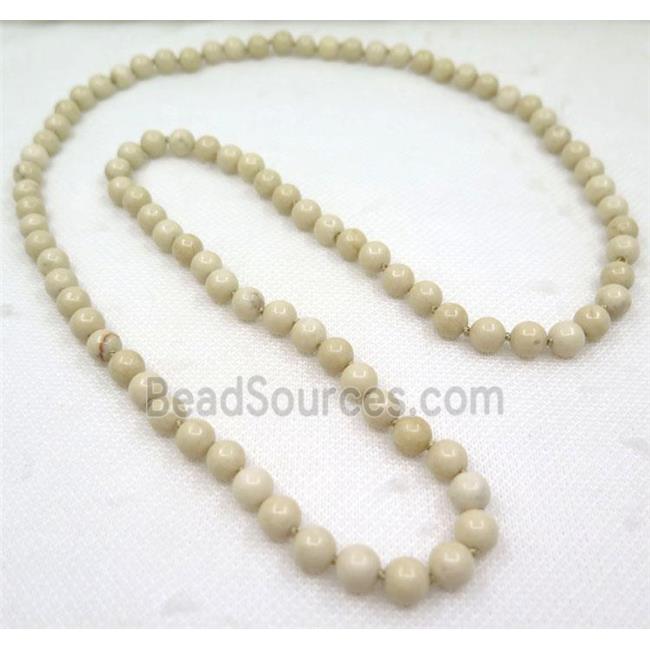 white Chinese River Jasper beads knot Necklace Chain, round