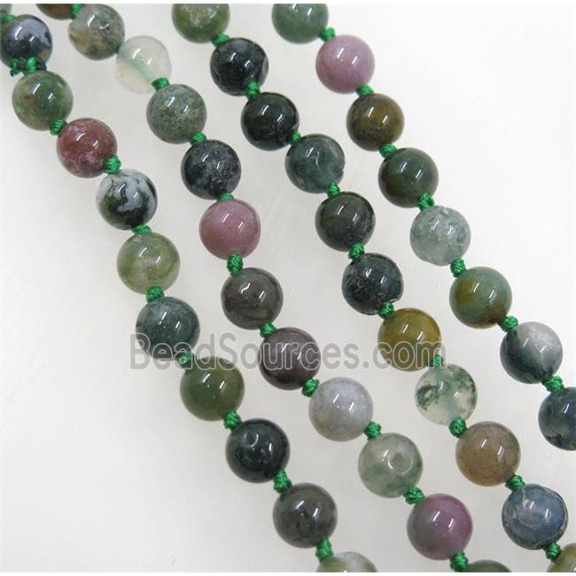 round Indian Agate beads knot Necklace Chain