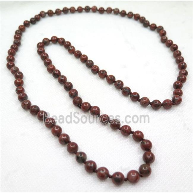 red sesame jasper beads knot Necklace Chain, round