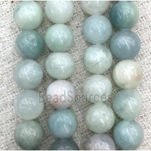 round Aquamarine beads, blue, grade B, synthetic