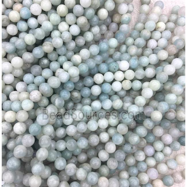 round Aquamarine beads, blue, grade B, synthetic