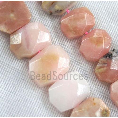 pink opal stone bead, faceted oval