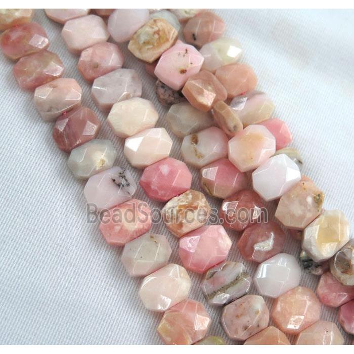 pink opal stone bead, faceted oval