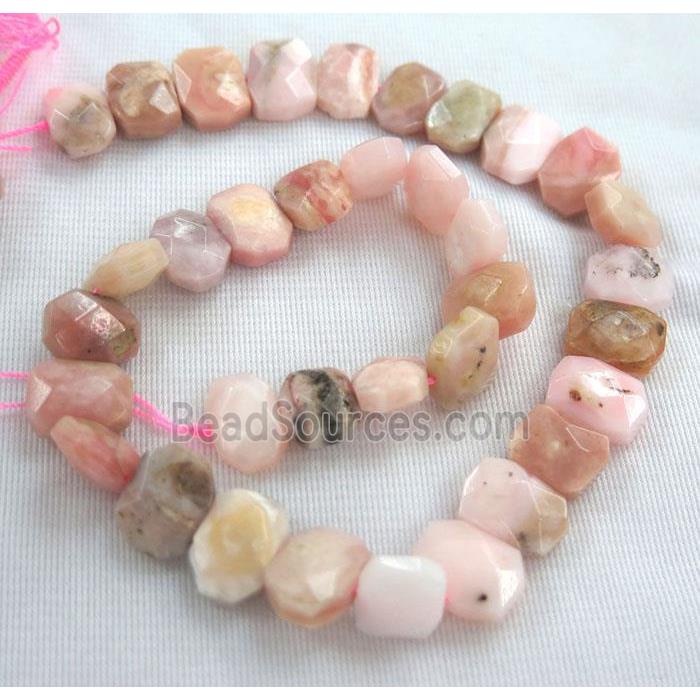 pink opal stone bead, faceted oval