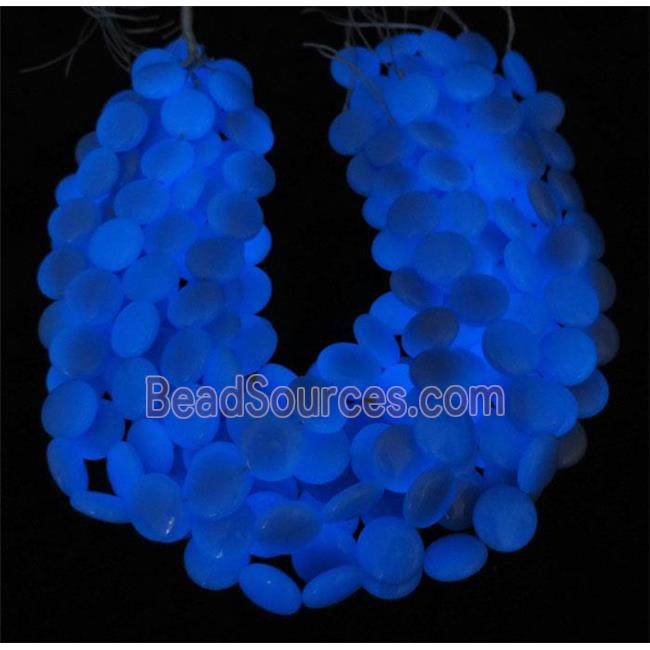 blue GlowStone beads, flatround