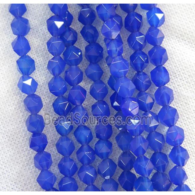 blue agate beads ball, faceted round