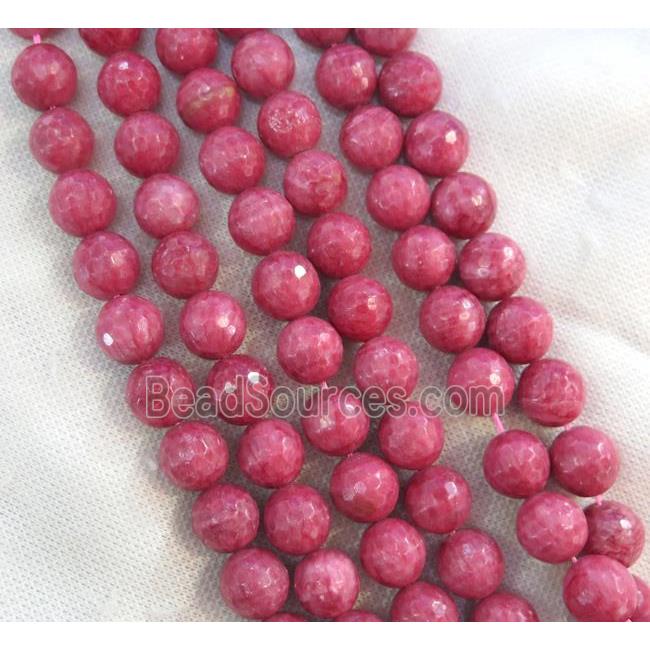 Chinese Rhodochrosite Beads Pink Dye Faceted Round