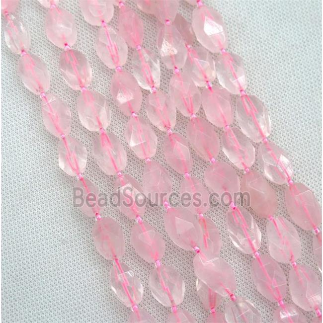 Rose Quartz nugget beads, faceted freeform, pink