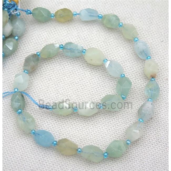 Aquamarine nugget beads, faceted freeform