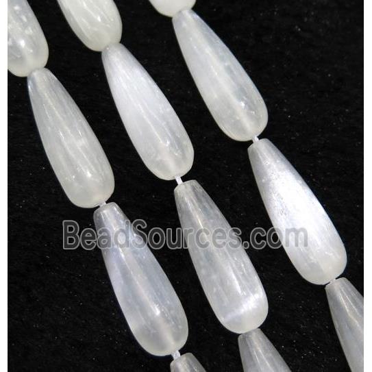 Calcite teardrop beads, white