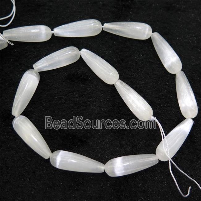 Calcite teardrop beads, white