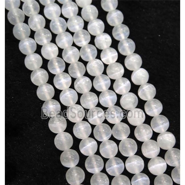 round Calcite beads, white