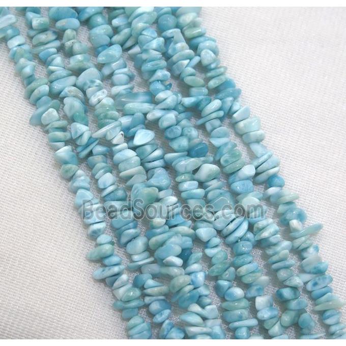 blue Larimar chip beads, freeform, AA-grade