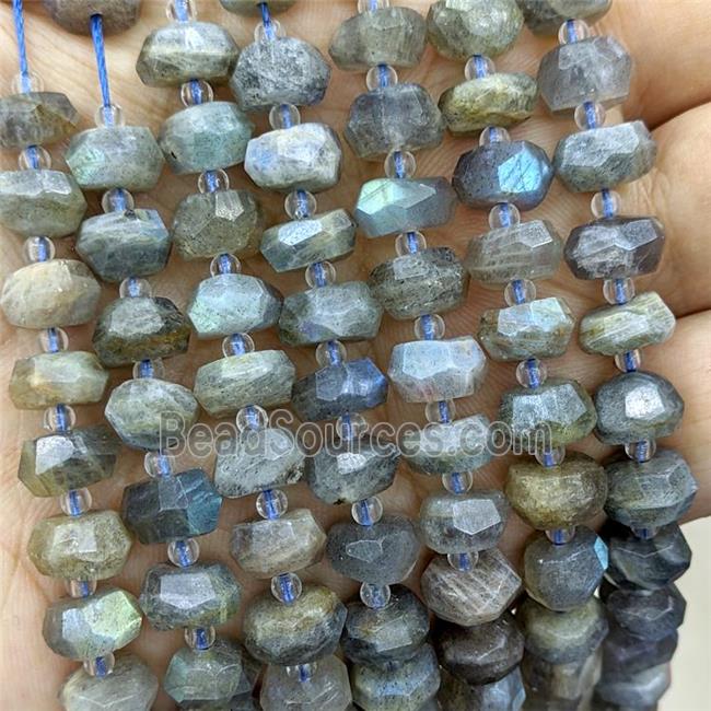 gray Labradorite gemstone beads, faceted rondelle