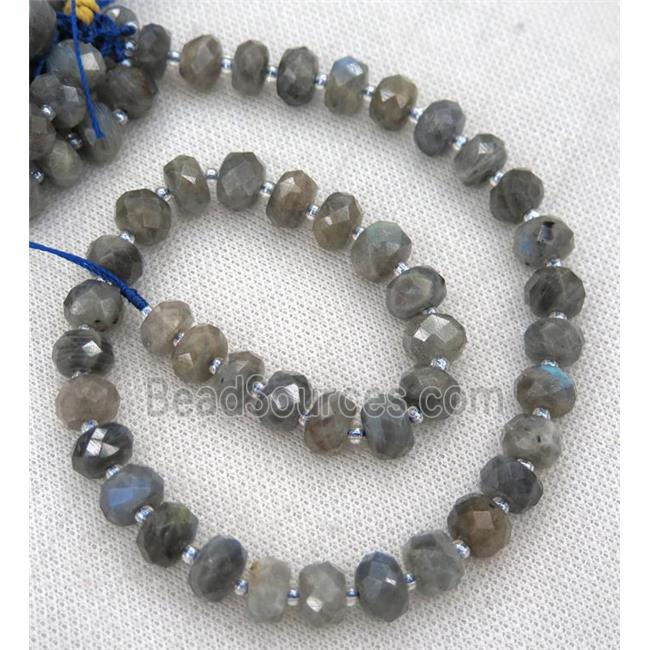 gray Labradorite gemstone beads, faceted rondelle