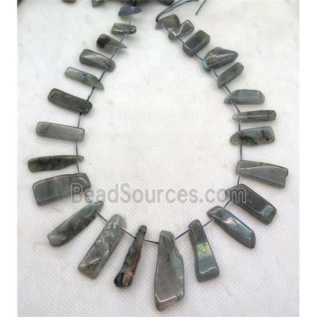 Labradorite stick beads, topdrilled