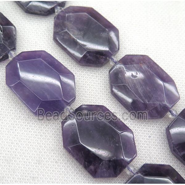 Amethyst slice beads, faceted freeform, purple