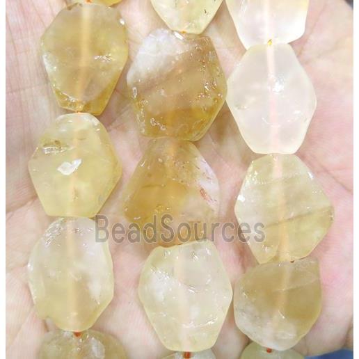 yellow matte Citrine slice beads, flat freeform