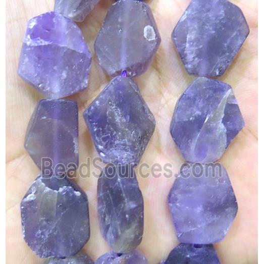 matte Dogtooth Amethyst slice beads, flat freeform