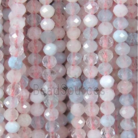 faceted round Morganite beads, pink