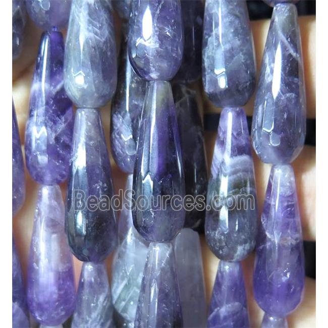 purple Amethyst bead, faceted teardrop