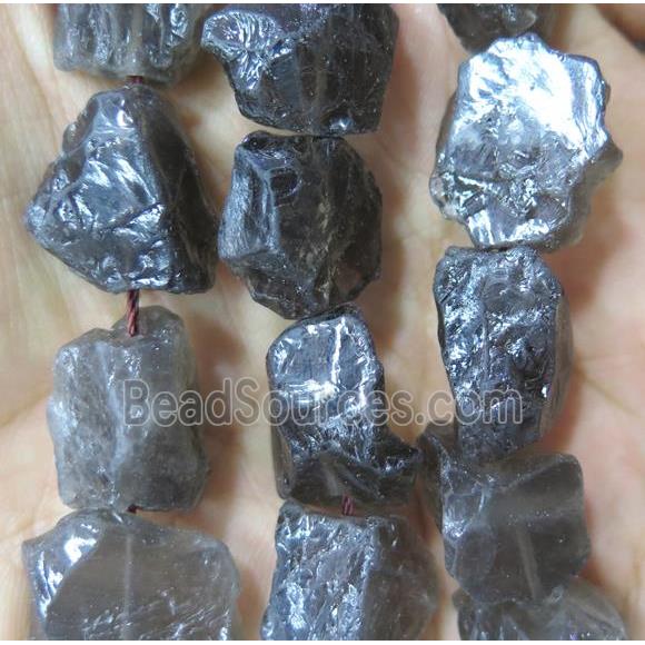 Smoky Quartz nugget chip beads, freeform, rough