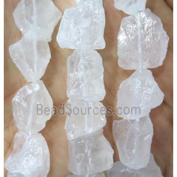 clear quartz nugget chip beads, freeform, rough