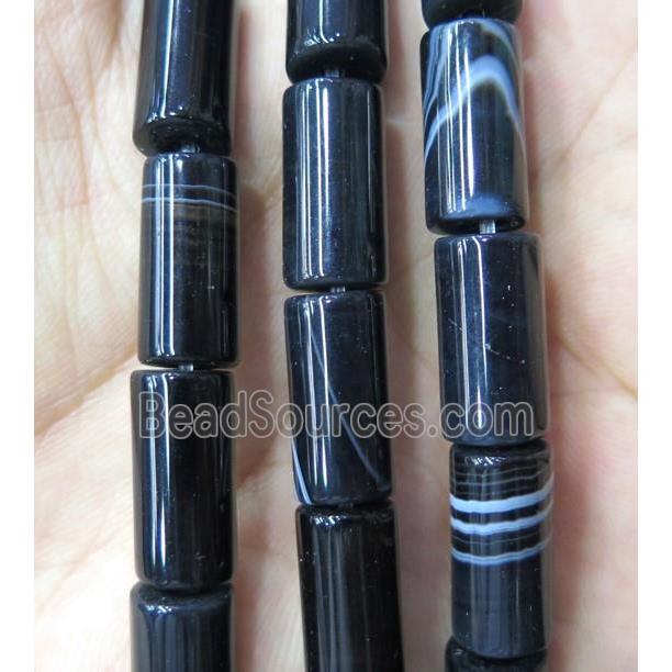 black Agate tube beads