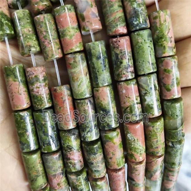 green unakite tube beads