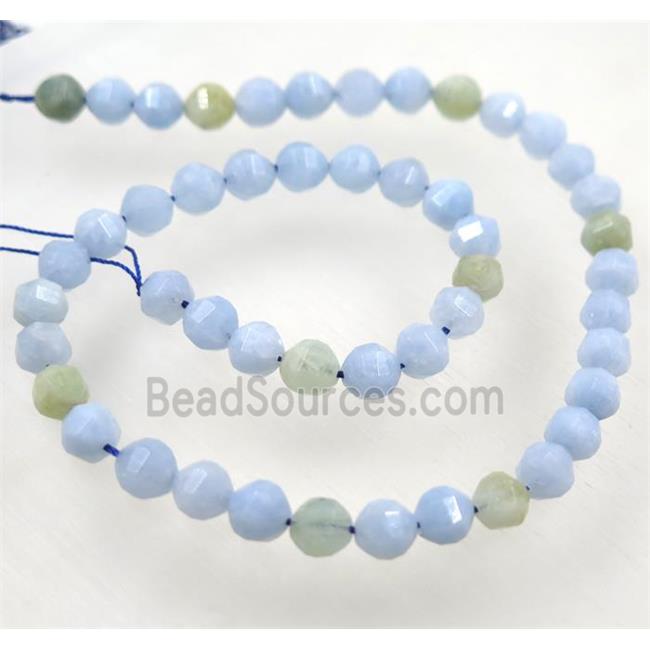 Aquamarine beads, Pumpkin, faceted round