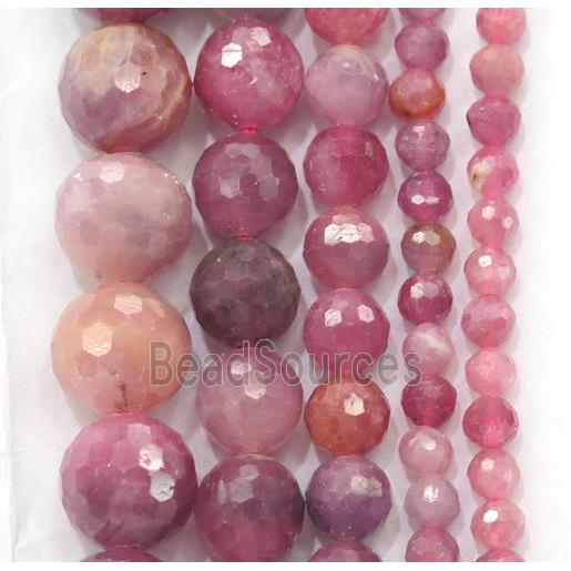 natural Ruby beads, faceted round