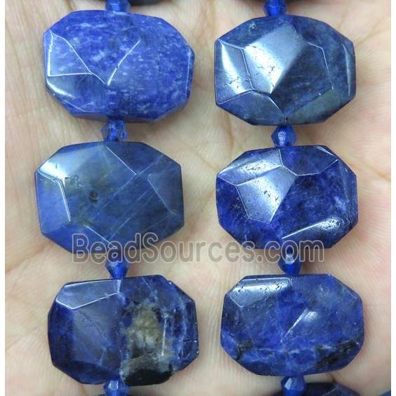 blue Sodalite nugget beads, faceted rectangle