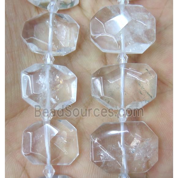 Clear Quartz nugget beads, faceted rectangle