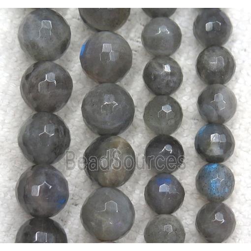 deep gray Labradorite beads, faceted round, AA-Grade