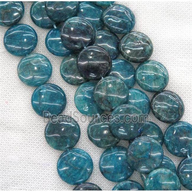 blue Apatite beads, coin