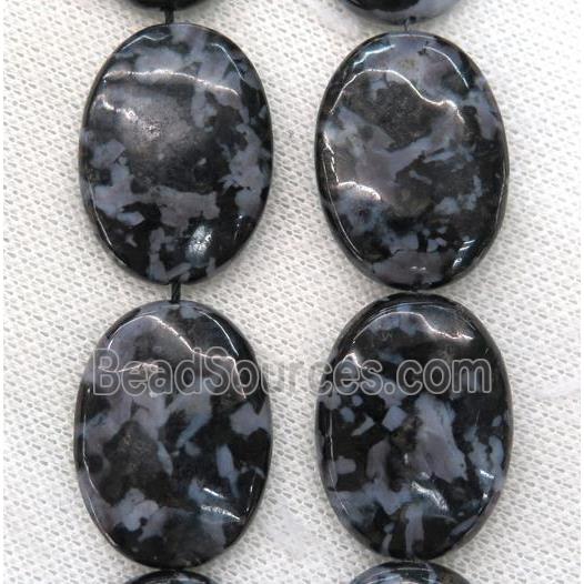 Black Indigo Gabro Oval Beads