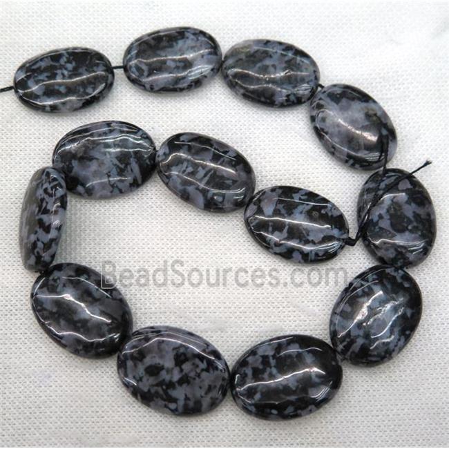 Black Indigo Gabro Oval Beads