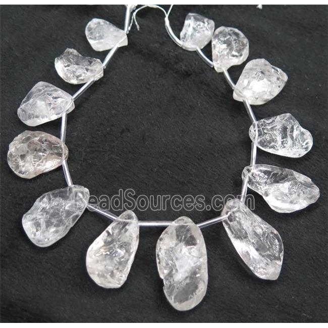 Clear Quartz collar beads, teardrop, rough