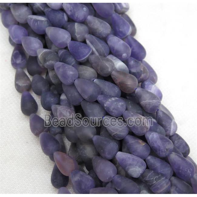 purple teardrop Amethyst beads, matte