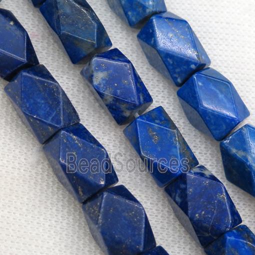 blue Lapis Lazuli beads, faceted cuboid