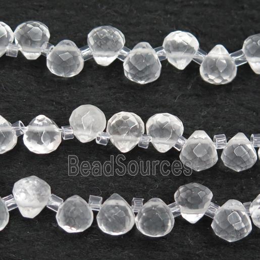 Clear Quartz beads, faceted teardrop