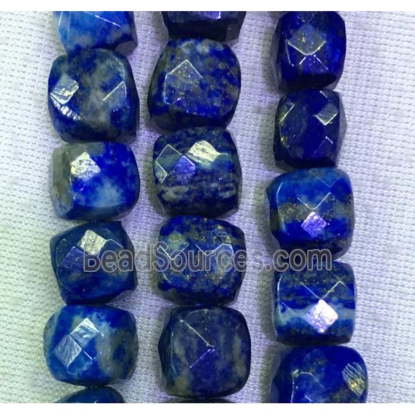 blue Lapis Lazuli bead, faceted cube