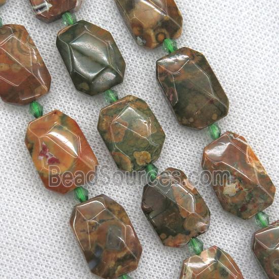 Rhyolite beads, faceted rectangle