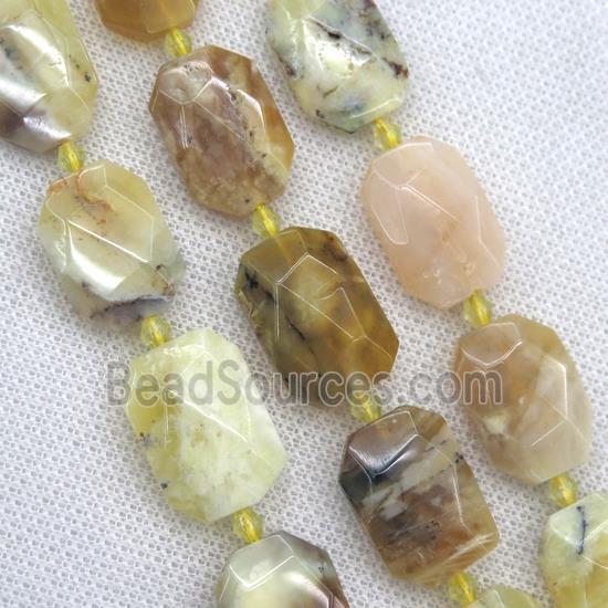 Yellow Opal Jasper beads, faceted rectangle