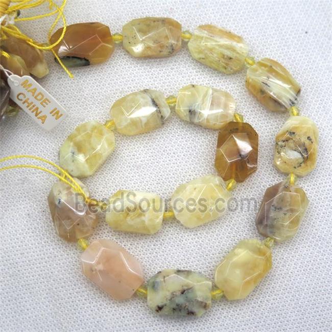 Yellow Opal Jasper beads, faceted rectangle