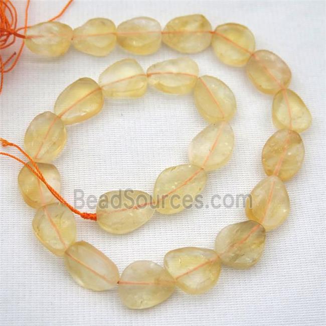 yellow Citrine beads, matte, freeform