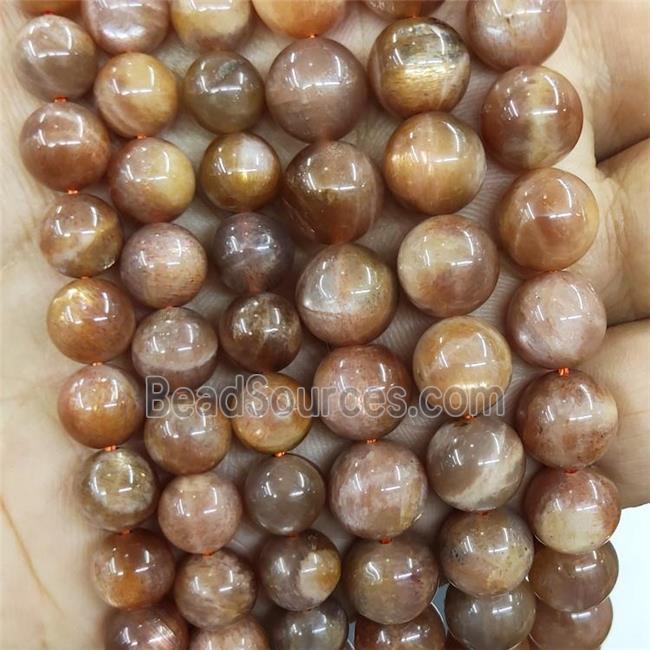 Natural Golden Sunstone Beads Peach Smooth Round