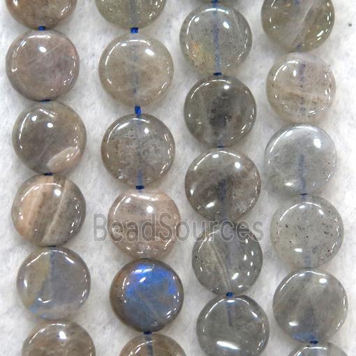 labradorite bead, flat round